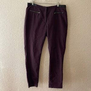 H&M maroon pants with pleather waist trim size 14